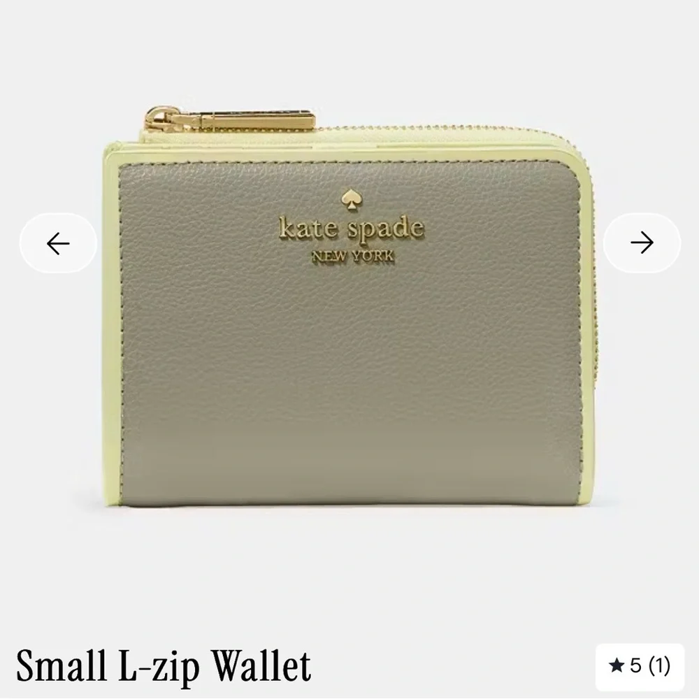 Kate Spade Gray and Yellow L-Zip Wallet - Picture 1 of 8